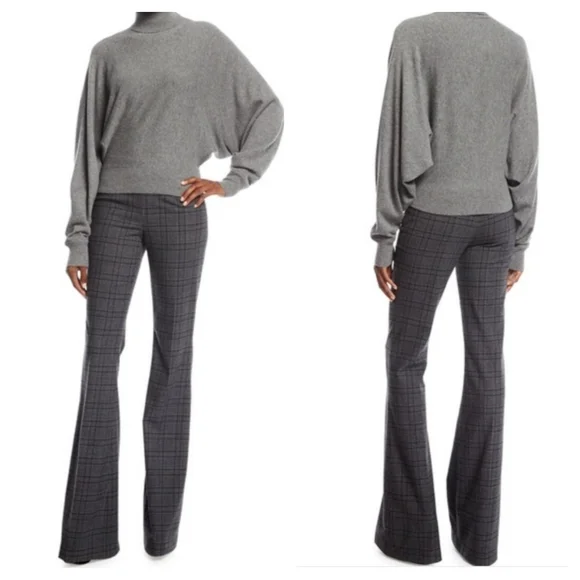 Michael Kors Collection Lyndon plaid Stretch Wool Flannel flared pants Size 6 - Picture 1 of 8